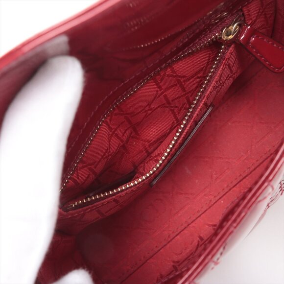 Christian Dior Lady Dior Mini Patent Handbag Red - Picture 9 of 10